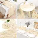 4 Pack Ivory Cheesecloth Table Runner 20 x 120 inch Gauze Table Runners 10 FT Long,Semi Sheer Cheese Cloth Fabric Table Runner Bulk for Wedding,Party,Baby Shower,Bridal Shower Decoration