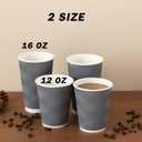 Clawsoff Coffee Cups 12 oz 120 Pack, Corrugated Insulated Ripple Wall Disposable Paper Coffee Cups 12oz, To Go for Hot Beverage or Cold Drinks Office/Home/Cafe/Party/Travel (Gray) | Corrugated, Insulated, Ripple Wall, Disposable, 12oz, To Go