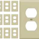 Duplex Wall Plates Kit by Enerlites 8821-I Home Electrical Outlet Cover, 1-Gang Standard Size, Unbreakable Polycarbonate Material, Ivory- 10 Pack Dual Port Replacement Receptacle Faceplates