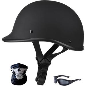 Half Cap Motocross Helmets Adult Half Shell Open Face Motorcycle Cycling Motocross Helmet Men Women DOT Approved with Goggles Facemask (XX-Large, Black)