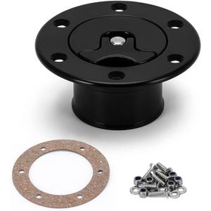 Billet Aluminum Aircraft Style Fuel Cell Gas Cap With 6 Hole Anodized Non-vented Black