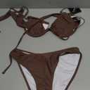 ZAFUL Women High Cut Bikini Sets String Sexy Swimsuit Two Piece Underwire Bathing Suit Brazilian Cheeky Cut Out Cute Swimwear (Coffee) XS