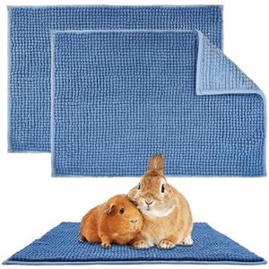2 Pcs Guinea Pig Fleece Cage Liner, Rabbit Liner Guinea Pig Bedding Reusable Guinea Pig Mat Pads Washable Training Pad Small Animal Sleeping Bed Mat (Blue)