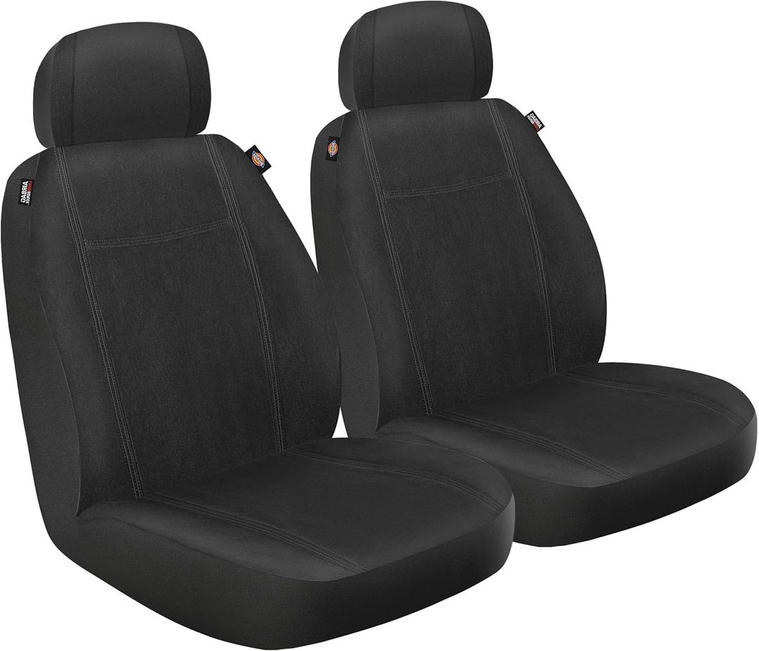 DICKIES 2-Piece Puncture-Resistant Front Seat Covers for Cars, Trucks, SUVs  Black