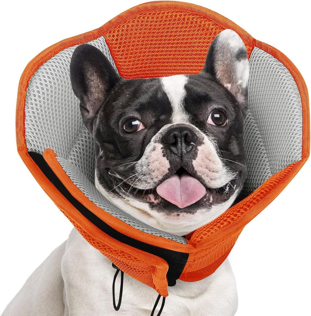 AOFITEE Dog Cone- Adjustable Cone for Dogs After Surgery, Breathable Soft Cone Dog Collar to Prevent Licking Wounds, Pet Elizabethan Collar for Small Dogs, Orange S
