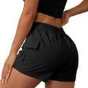 WDIRARA Women's High Waist Button Streetwear Cargo Shorts with Pockets (Medium, Black)