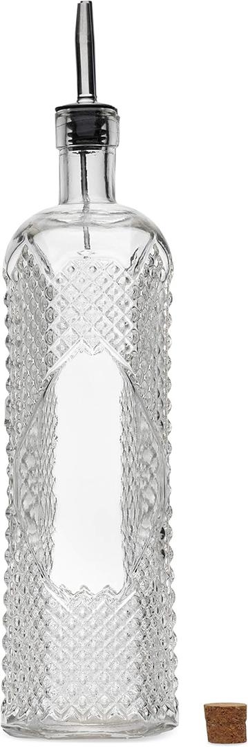 Large Clear Decorative Glass Bottle with Spout and Cork, 32oz, 1 Bottle - Design: Kristal (3in X 11.9in)