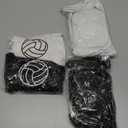 Sosation 2 Set Volleyball Knee Pads and Volleyball Arm Sleeves with Protection Pad Compression Forearm Wrist Guard with Thumb Hole Soft Breathable for Hitting Passing (Black, White)