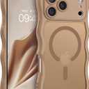 BENTOBEN for iPhone 17 Pro Case for Women Girls, Compatible with MagSafe, [Curly Wave Edge] [Full Camera Protection] [17 FT Drop Protection] Magnetic Phone Case for 17 Pro 6.3 Inch, Desert Titanium