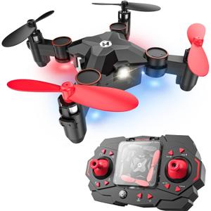 Holy Stone HS190 Foldable Mini Nano RC Drone for Kids Gift Portable Pocket Quadcopter with Altitude Hold 3D Flips and Headless Mode Easy to Fly for Beginners (Red)