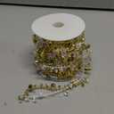 Crystal Bead Garland for Christmas Tree Decorations, 16ft Christmas Garland Clear Iridescent & Gold Bead Garland Twist Bead String for Christmas Wedding Party Decor (Gold & Iridescent Twisted)