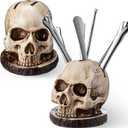 2 Pack Life Size Skull Knife Holder Skeleton Knife Stand Resin Block Knives Stands Horror Kitchen Gothic Accessories Decoration for Home Gifts Scary Party Fruit Storage Rack Decoration