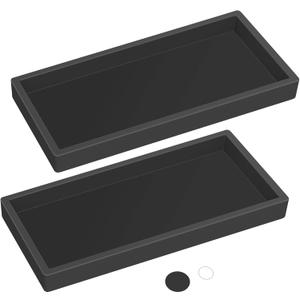 Silicone Countertop Tray  2 Piece Small Bathroom Vanity Organizer for Soap Dispenser, Lotion Bottles, Perfume, Candles, Keys  Shatterproof Sink Tray (2 Piece - Small (7.8" x 3.9" x 0.8"), Black)
