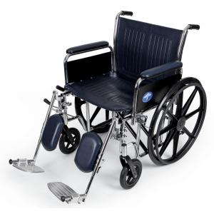 Medline Excel Extra-Wide Wheelchair with 24" Seat, Full-Length Arms, Elevating Leg Rests, and Chrome Frame - Bariatric, Premium Mobility Aid for Enhanced Comfort and Durability