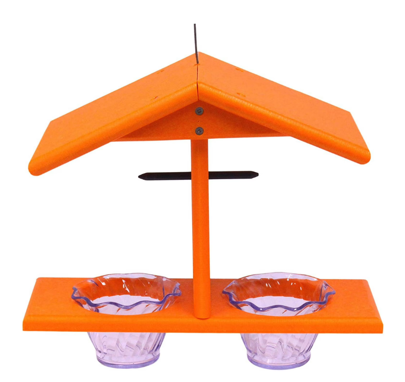 Amish Toy Double Cup Jelly Oriole Feeder with Pegs, Orange