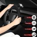 Microfiber Leather Universal 14.5-15 inch Steering Wheel Cover,Easy to Install Non-Slip Breathable Steering Wheel Protector Black