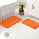 MIULEE Orange Microfiber Bathroom Rugs and Mats Sets 2 Pieces Extra Thick Non Slip Bath Mat Absorbent Soft Shaggy Washable Quick Dry Rug for Bath Room Floor Restroom, 16"x24"+20"x30"
