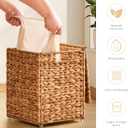 Mini Handwoven Laundry Basket with Lid, Natural Water Hyacinth Storage Basket with Handle, Removable Cotton Liner, Durable and Stylish for Bedroom, Bathroom, Laundry Room, 33L