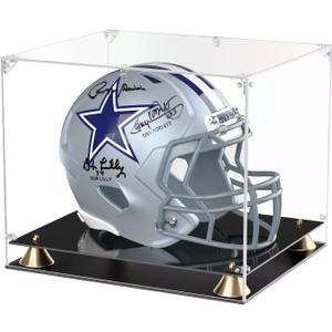 KOLIPI Football Helmet Display Case, Full Size Clear Acrylic Case Display for Football Baseball Motorcycle Helmet, Self-Assembly Showcase with Double Layer Base, Protector for Signed Memorabilia