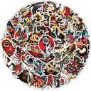 57PCS Vintage Graffiti Tattoo Stickers Packs for Adults Teens, Retro Horror Skull Waterproof Vinyl Sticker for Water Bottles Laptops Cars Skateboards Mens Cave Decorations