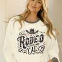 ASTANFY Cow Skull Western Sweatshirts For Women Country Western Outfits Cowgirl Pullover Sweatshirts (Beige, XXL)