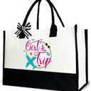 Girl's Trip Tote Bag for Women, Vacation Canvas Tote Bag Gift for Her, Friends, Bestie, 12x17 inch