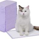 Amazon Basics Cat Litter Pee Pads, Odor Control with Fresh Scent, Super Absorbent, Disposable, Universal Fit Litter Box, Purple and White, 40 Count