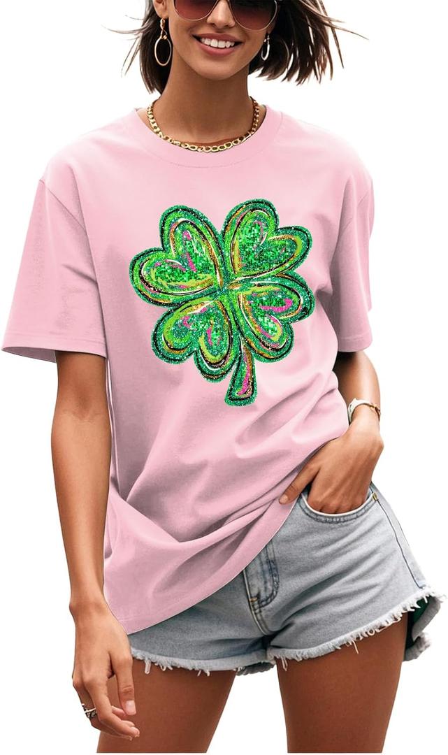 Women's T Shirts Short Sleeve Crew Neck Fashion 3D Print Graphic Tees Top Outfit for Casual (Large)