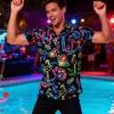 uideazone Mens Funny Hawaiian Shirts 3D Graphic Button Down Short Sleeve Tropical Holiday Beach Aloha Shirt (Large, Flamingo Hibiscus)