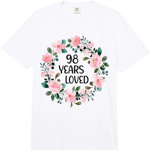 98 Years Loved Women Men 98 Years Old Cool 98th Birthday Comfort Colors Adult Heavyweight T-Shirt, Size XS