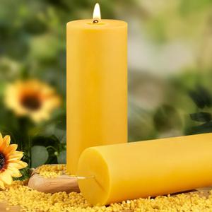 2.8x8in Beeswax Pillar Candles-2pcs,290 H Long Burning,Emergency Beeswax Candles,Non Toxic Natural Bees Wax Candles for Home