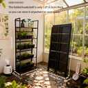 Folding Bookshelf, 2-in-1 Convertible Design, Multifunctional Plant Stand Storage Rack Shelves for Home Office, Easy Assembly, 5-Tier, Black