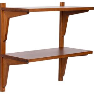 Kate and Laurel Meridien Modern Two-Tier Wooden Shelves, 24 x 12 x 24, Walnut Brown, Stunning Tiered Wall Shelf for Storage and Display as Cute Nursery Shelving or Bedroom Storage