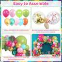 158Pcs Tropical Balloon Arch Garland Kit, Hawaiian Luau Aloha Flamingo Party Decorations Olive Green Hot Pink Orange Rose Gold Confetti Balloons Palm Leaves Birthday Baby Shower Summer Beach Supplies
