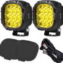 BIGLION.X 4 Inch Pair 160W 18800LM Amber Fog Lights Offroad Pods Super Bright Driving Spot With Wiring Harness IP68 12V 24V for Pickup Trucks SUV ATV UTV