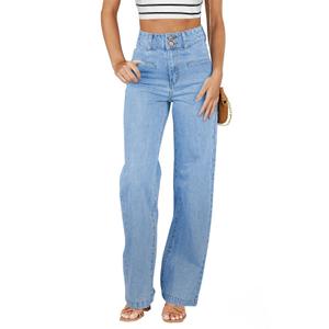 Sidefeel Women's Wide Leg Jeans High Waisted Straight Leg Jeans Stretchy Trendy Loose Denim Pants Iceland Blue Size 8