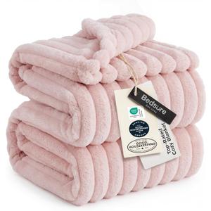 Bedsure GentleSoft Blankets Queen Size for Bed - Cozy Soft Blankets for Women, Cute Large Fleece Throws for Girls, Crystal Pink, 90x90 Inches