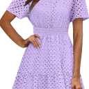 RUMIA Womens Dresses 2026 Summer V Neck Eyelet Lace A Line Short Dress (Purple, XL)