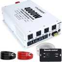 4000W Power Inverter 12V DC to 110V 120V AC (Peak 8000W) for RV, Truck, Off-Grid, Solar, Home & Vehicles | 4 AC Outlets, 3.1A USB Port | LCD Display, Remote Controller (16.5Ft Cable) & Hardwire Kit