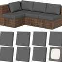 8Pcs Stretch Patio Cushion Covers, Outdoor Couch & Sofa Replacement Slipcovers for Patio Furniture Cushion Covers, Washable Reusable Furniture Protector,  Color Medium-Grey (Square-large)