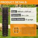 Wire Fence 48in x 50ft, 2"x3" Mesh, 16 Gauge Garden Fence
