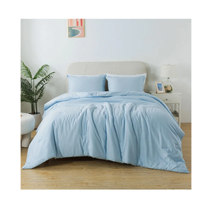 Caressma Light Blue Comforter Set Twin Size, Solid Lightweight Down Alternative Soft Boho Bedding Comforter Set, Breathable Fluffy Microfiber Skin-Friendly Comforter (68"x90") for All Seasons