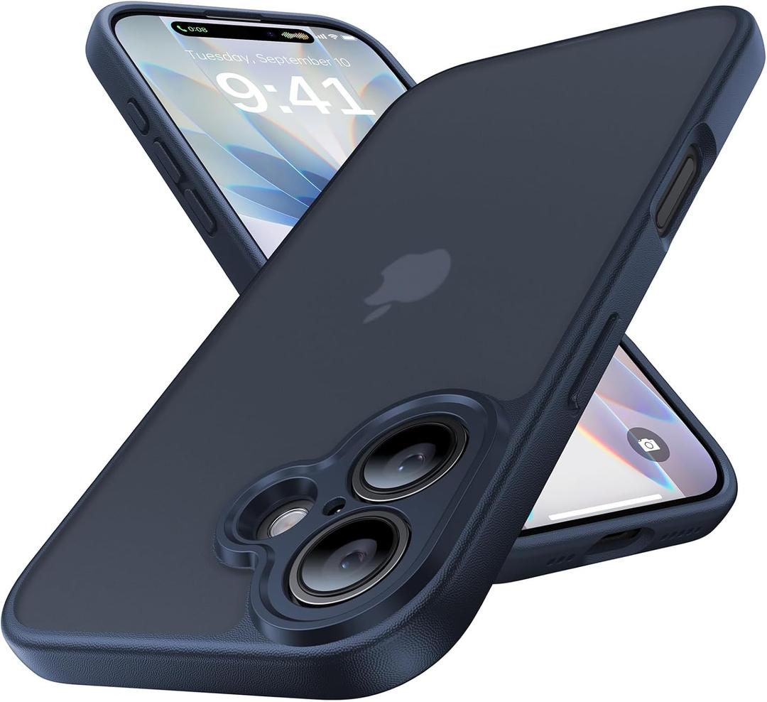 for iPhone 17 Case, [Ribbed Non-Slip Sides] [Military-Grade Drop Protection] [Full Camera Protection] Anti-Yellow Soft-Touch Shockproof Slim Phone Case for iPhone 17, Navyblue