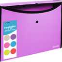 Enday Square Flap Plastic File Holder, Purple, A4 Letter Size, Reusable, Snap Closure, 13" x 9.4"