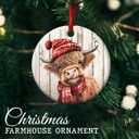 6 x Highland Cow Christmas Ceramic Ornaments - Gifts for Cow Lover - Cute Highland Cows Decor Rustic Home, Vintage Car Interior Accessories - Farmhouse Cattle Hanging Ornament