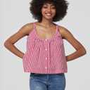 BEAUZSUZSANA Fashion Camisole for Women 2024 Summer Casual Sexy Tops 100% Cotton Scoop Neck Sleeveles Shirts Button Down (Red Plaid,XXL) (Red, XXL)