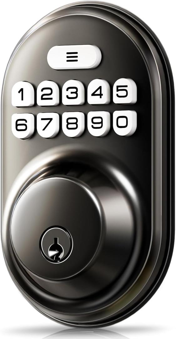 Veise Keyless Entry Door Lock, Electronic Keypad Deadbolt, Keyed Entry, Auto Lock, Anti-Peeking Password, Back Lit & Easy Installation Design, Matte Black