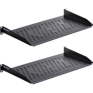 RackPath 1U Cantilever Universal Rack Shelf - 10in Deep – Rackmount Shelf for 19’’ AV/Network Equipment Racks – 55lbs Capacity - 2Pack