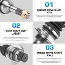 Rear Left CV Axle & Wheel Bearing Kit for Yamaha Rhino 450/660 4X4 2006 2007 2008 2009, Rhino 700 FI 2008-2013, 1 CV Axle and 1 Wheel Bearing