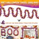 Halloween Tinsel Garland - Sparkling Metallic Pumpkin, Bat & Spider Decor, Twist Streamers for Indoor/Outdoor Halloween Party, Home, Tree, Fireplace, Classroom Decorations Orange, Black, Purple